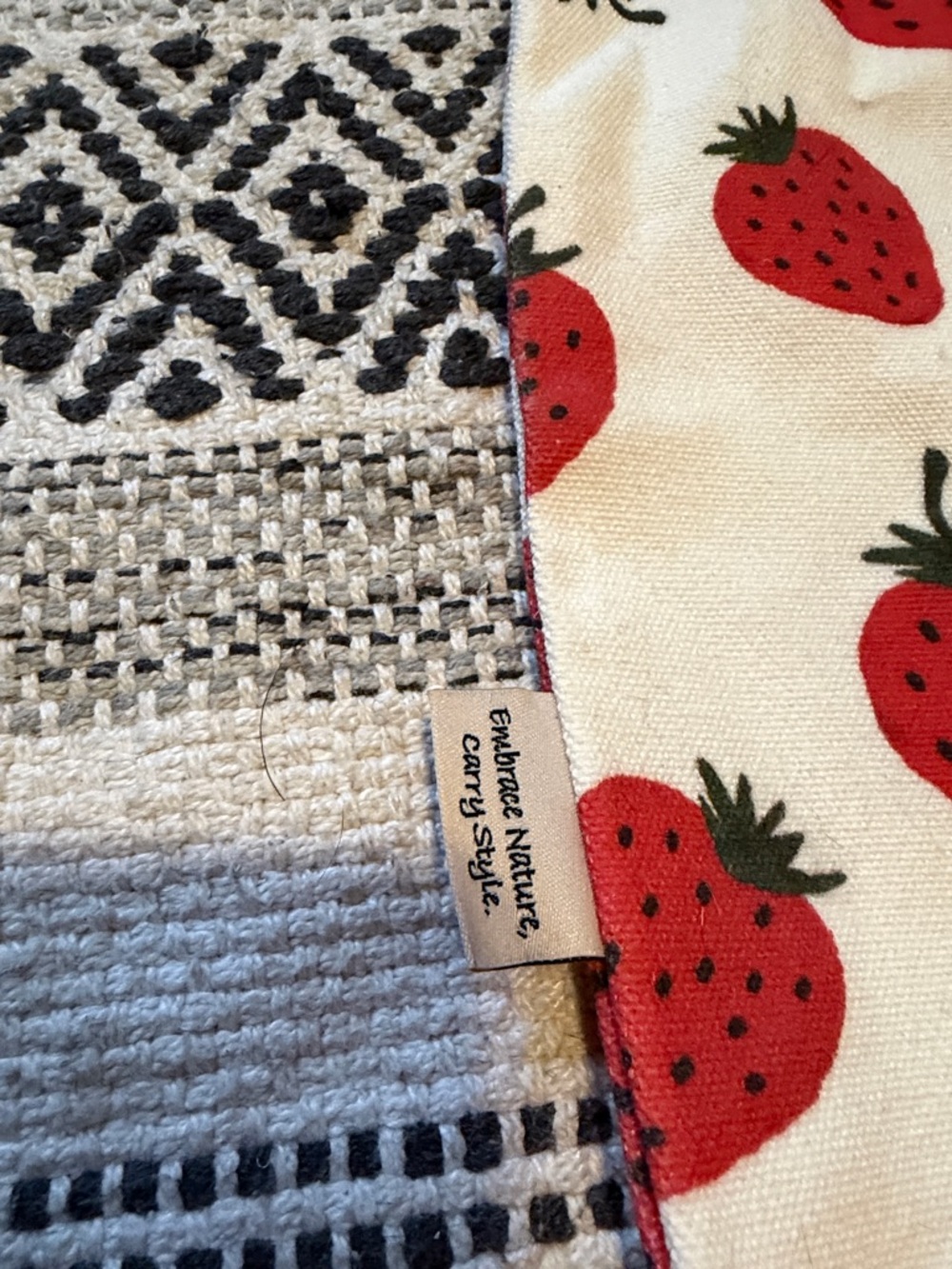 Strawberry Print Canvas Tote Bag - Picture 3 of 5
